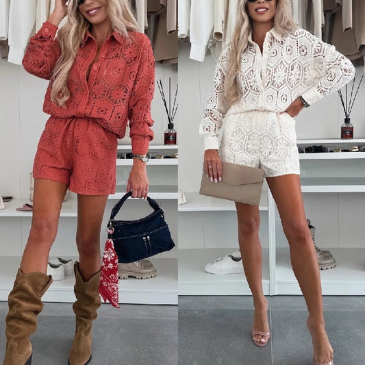 Completo Selina™️ - Set due pezzi Camicia e Pantaloncino in Pizzo